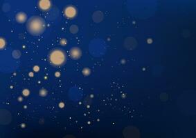 Natal dourado luzes com brilho. vetor ilustração abstrato fundo do brilhante brilhando bokeh em Sombrio azul fundo.