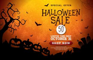 Ilustração de banner de venda de Halloween vetor