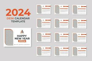 criativo e limpar \ limpo o negócio escrivaninha calendário 2024 impressão modelo vetor pró