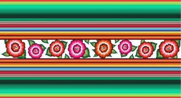 padrão de bordado floral mexicano banner sem costura, colorido étnico vetor