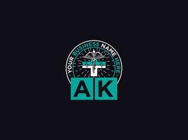 único ak logotipo vetor, médico ak saúde logotipo carta Projeto para médicos vetor
