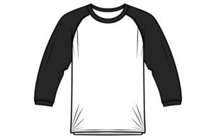 raglan manga t camisa plano ilustração. raglan t camisa plano esboço para Rapazes. vetor