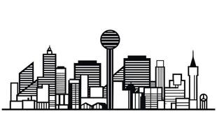 Dallas cidade vetor esboço panorama linha ilustração Horizonte.
