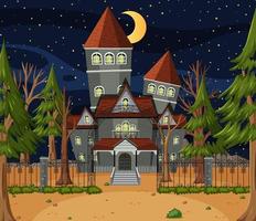 mansão assombrada de halloween à noite vetor