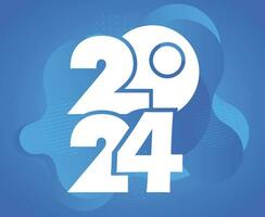 2024 Novo ano feriado Projeto branco abstrato vetor logotipo símbolo ilustração com azul fundo