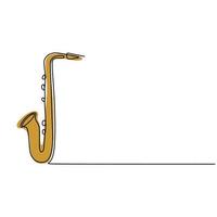 um vetor de instrumento de música de saxofone desenho de linha contínua