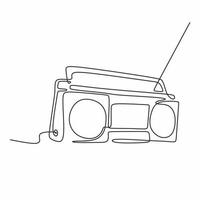 desenho de linha contínua sinal de música de rádio antigo de vetor vintage