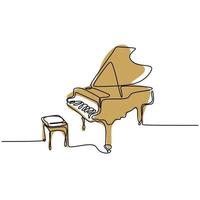 um instrumento musical de piano de desenho de linha contínua vetor