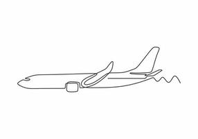 esboço de linha contínua de avião. vetor minimalismo desenhado de uma mão.