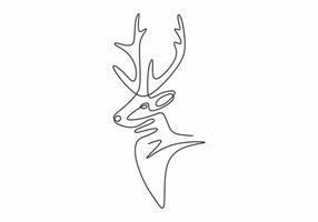 mascote de veado uma linha de desenho de inverno animal de vetor de minimalismo.