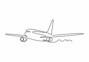 avião uma linha desenho ilustração em vetor design minimalismo.