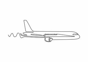 esboço de linha contínua de avião. vetor minimalismo desenhado de uma mão.