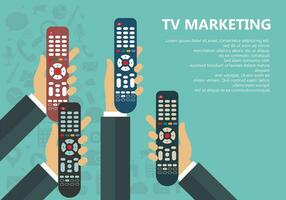 mãos segurando controlo remoto controladores. televisão marketing conceito. plano vetor ilustração