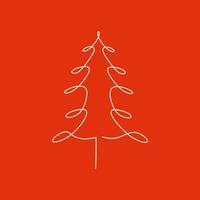 árvore de natal contínua de uma linha desenho vetorial de minimalismo vetor