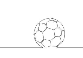 desenho de uma linha ilustração vetorial de bola de futebol design minimalista vetor