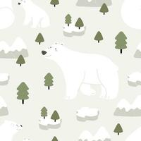 desatado padronizar com ártico e antártico animais, decoração elementos. desenho animado personagem - polar urso. colorida vetor plano para crianças. mão desenho. bebê Projeto para tecido, imprimir, embrulho, têxtil