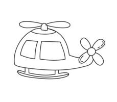 helicóptero crianças vetor rabisco modelo para livros Preto e branco