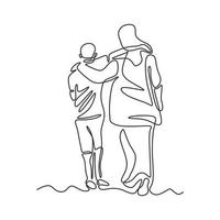 um desenho de linha de minimalismo de vetor de abraço de duas pessoas.