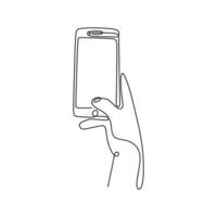 desenho de linha contínua design minimalista de celular em bacgkround branco vetor