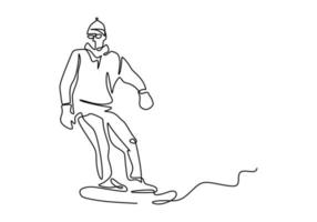 desenhos de corrida de esqui em linha contínua minimalismo desenhado à mão vetor