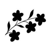 fofa flor ramo com folhas isolado ícone vetor ilustração Projeto. silhueta do uma flor com de várias folhas. natural e plantar Projeto elementos