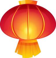 tradicional chinês vermelho lanterna com dourado decorações. vetor ilustração para chinês Novo ano, lanterna festival