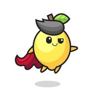 O personagem super-herói de limão fofo está voando vetor