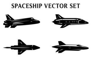 conjunto do nave espacial vetor isolado silhueta, nave espacial foguete silhuetas agrupar