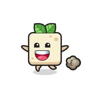 o desenho animado de tofu feliz com pose de corrida vetor