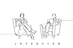 isolado linha arte vetor do dois corporativo pessoas dentro a entrevista contexto.