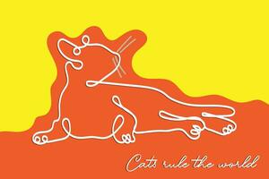 contínuo linha arte do gatos. animais de estimação loja poster elementos. inspirado desenhos para papel de parede e cartazes vetor