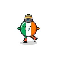 Desenho do emblema da bandeira da Irlanda como um jogador de patinação no gelo fazendo performance vetor