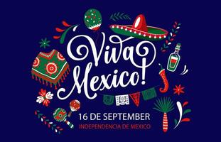 Viva México, nacional mexicano independência dia vetor