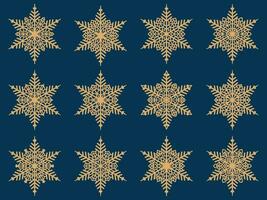 conjunto do laser corte openwork flocos de neve. vetor silhueta do Natal decoração. modelo para papel isolado em azul fundo. estêncil para scrapbooking, esculpido madeira.