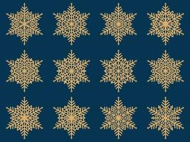 conjunto do laser corte openwork flocos de neve. vetor silhueta do Natal decoração. modelo para papel isolado em azul fundo. estêncil para scrapbooking, esculpido madeira.