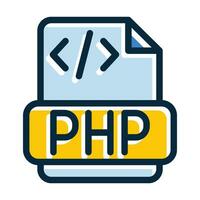 php vetor Grosso linha preenchidas Sombrio cores