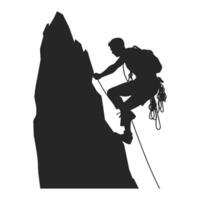 montanha alpinista vetor silhueta clipart, Rocha alpinista Preto silhueta isolado em uma branco fundo
