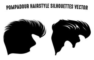 pompadour corte de cabelo silhueta clipart pacote, homens cabelo cortar vetor definir, na moda à moda masculino Penteado silhuetas,