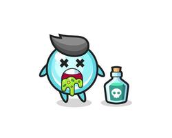 ilustração de um personagem-bolha vomitando devido a envenenamento vetor