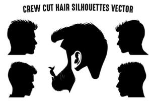 equipe técnica corte de cabelo silhueta clipart pacote, homens cabelo cortar vetor definir, na moda à moda masculino Penteado silhuetas