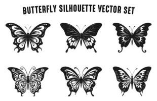 borboleta silhuetas vetor definir, vôo borboletas silhueta Preto coleção