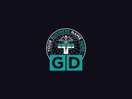 tipografia gd logotipo, inicial gd luxo médico médicos logotipo para você vetor