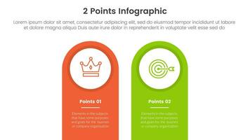 versus ou comparar e comparação conceito para infográfico modelo bandeira com volta forma em topo vertical com dois ponto Lista em formação vetor