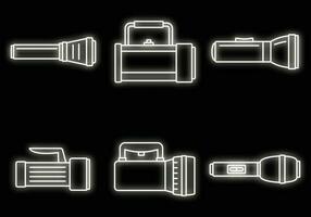 emergência lanterna ícone conjunto vetor néon