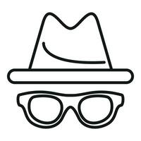 anônimo chapéu e óculos ícone esboço vetor. escondido identidade vetor