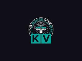 clínica kv logotipo carta, mínimo kv luxo médico logotipo para médicos vetor