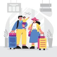 família feliz viajando vetor