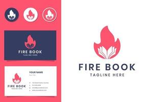 design do logotipo do espaço negativo do livro fogo vetor