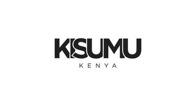 kisumu dentro a Quênia emblema. a Projeto características uma geométrico estilo, vetor ilustração com negrito tipografia dentro uma moderno Fonte. a gráfico slogan rotulação.