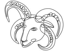 desenho de linha contínua cabeça de ovelha manx loaghtan vetor